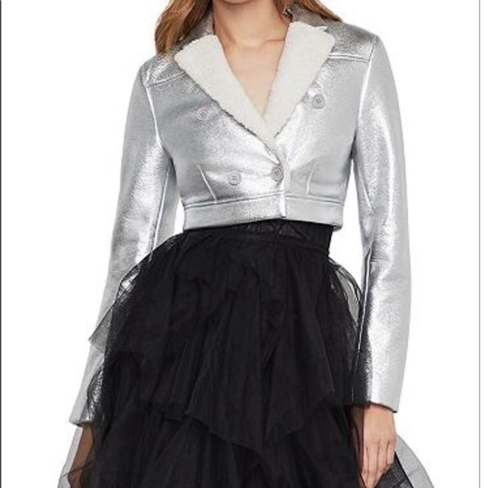 BCBG Max Azria Silver Cropped Jacket Sz S